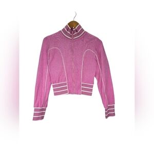 BDG Urban Outfitters Track Meet Zip-up Sweatshirt Pink Crop 100% Cotton Size M